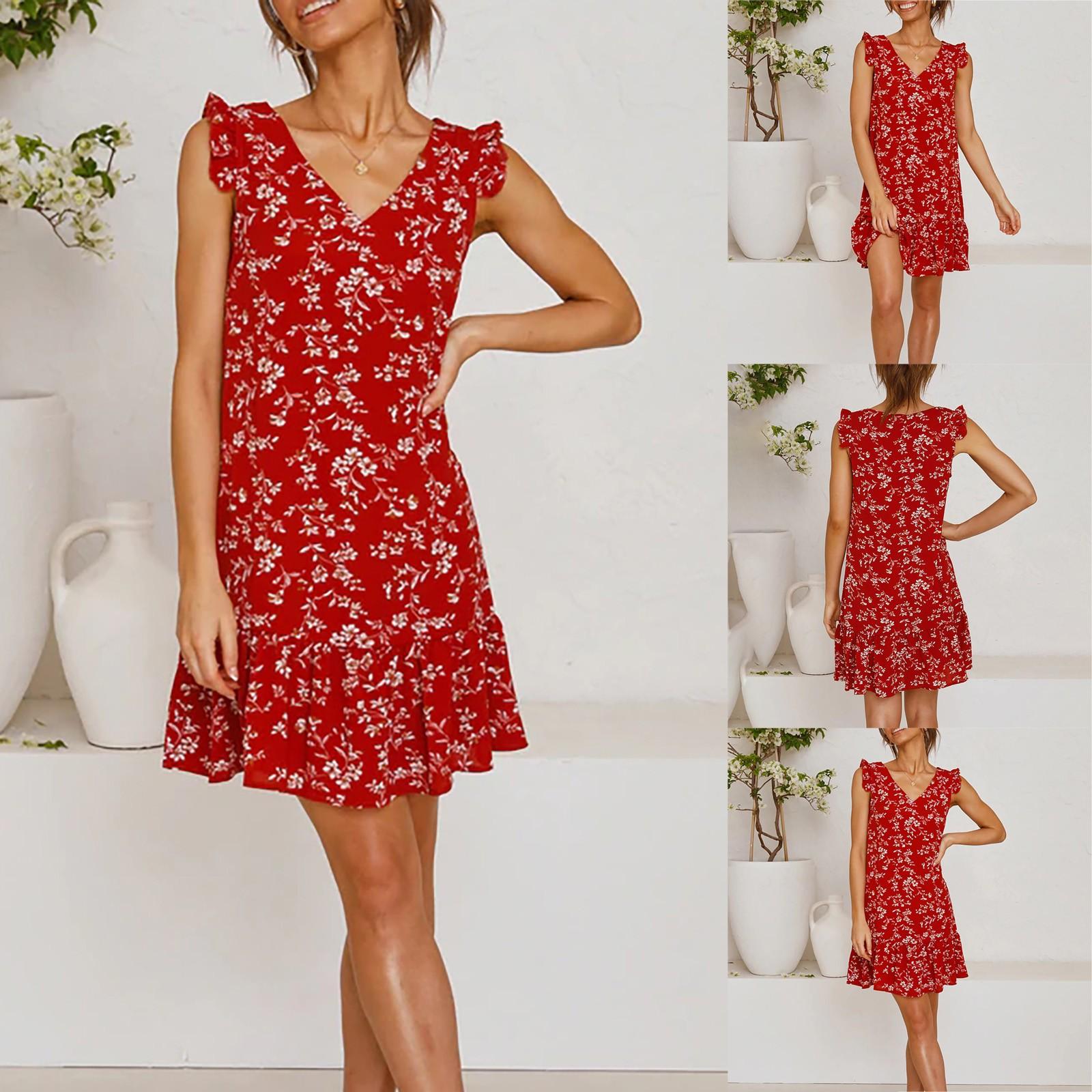 

Летнее модное женское свободное повседневное полосатое платье с рюшами и коротким рукавом