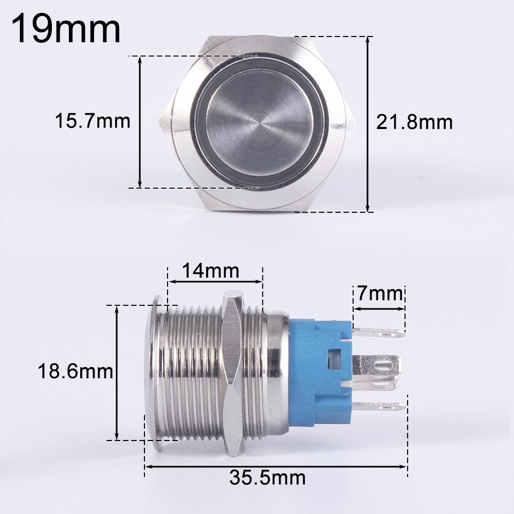 19/22mm Metal Push Button Switches reset Momentary Nickel-Plated Brass Oxidized Aluminum Enginee Stop start for Car Machine 3