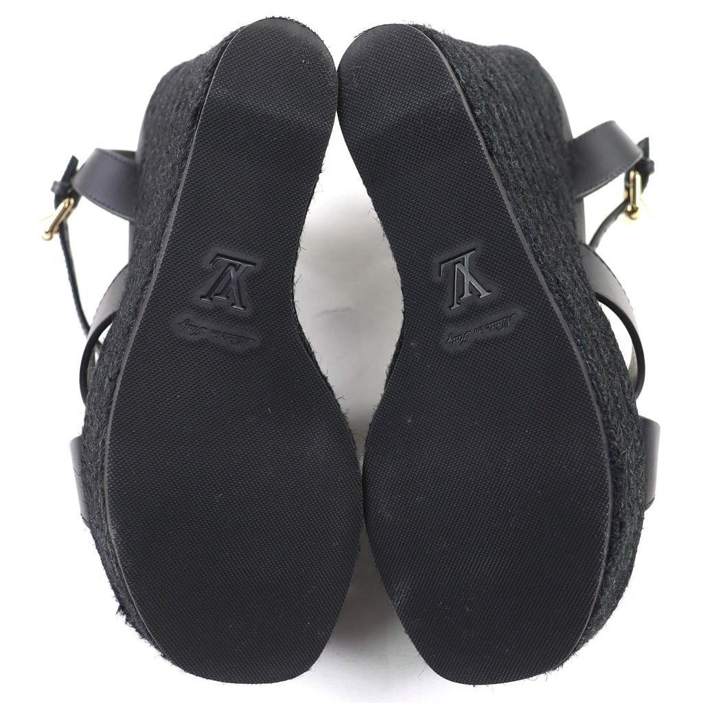 Ausgezeichnete LOUIS VUITTON Sandalen Knöchelriemen Espadrilles mit Keilabsatz 36.5 Gebraucht