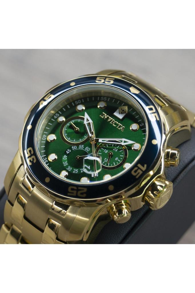 INVICTA Pro Diver Kwarcowy 48mm Złota Stal Nierdzewna Zielony 0075 Zegarek Męski