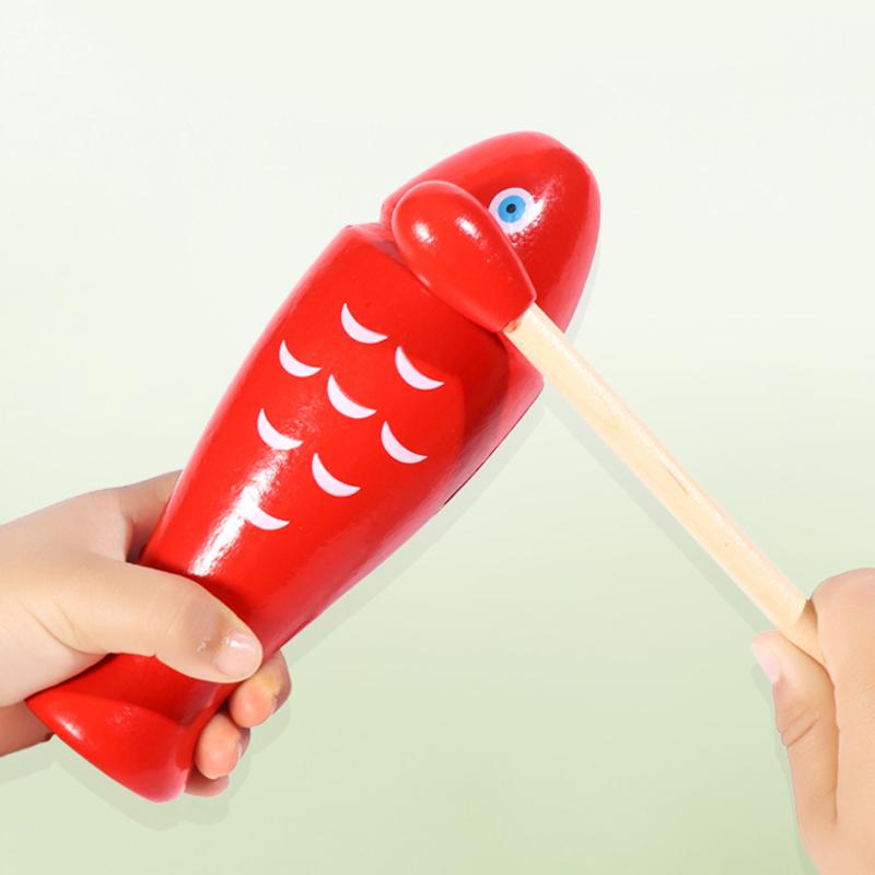 Holzfisch Kinder Musikspielzeug Holz Orff Schlaginstrument Musikausrüstung Einzelne Klangröhre Zweiton-Holzblock TMZ