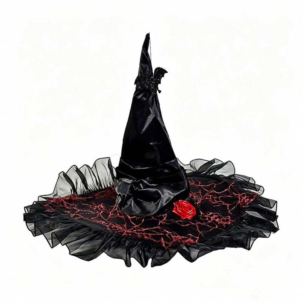 with Bat Spider Web Twisted Wizard Cap Gothic Glitter Pleated Wizard Hat Children/Adult