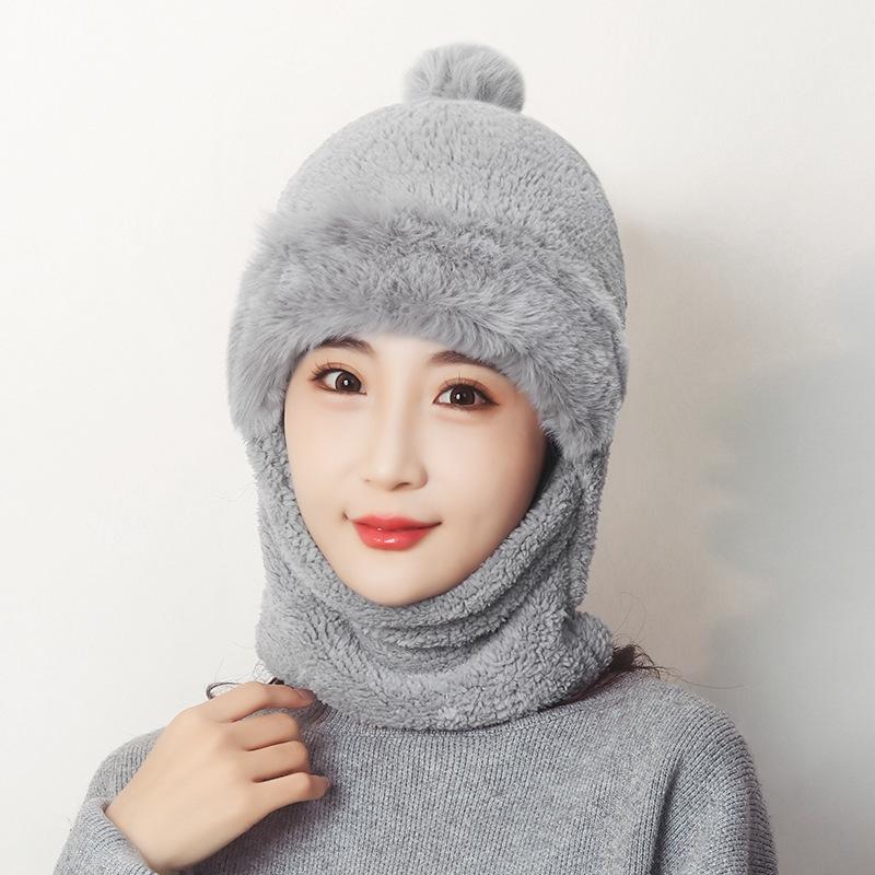

Winter Thickened Warm Women Beanies Hat Neckercheif New Lady Solid Windproof Ear Protection Caps Scarf Hats Skullies Autumn Cap