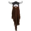 Warm Beanie Viking Horn Hat Funny Tricky Big Beard Mask Hat Bearded Funny Caps  Costume Accessory