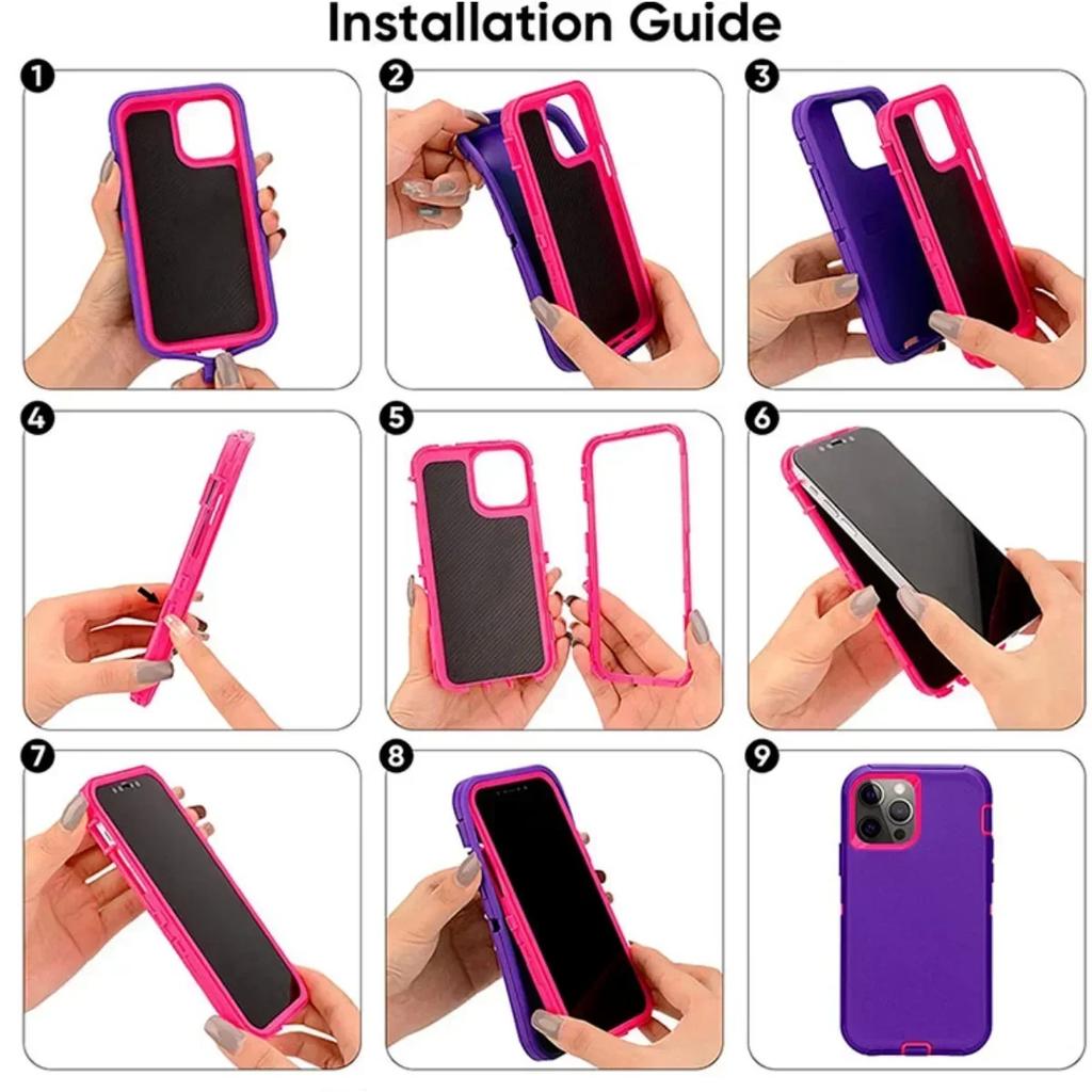 3 In 1 Hybrid Heavy Duty Armor Case for IPhone 16 Pro Max 15 14 13 12 11 Shockproof Cover for IPhone 7 8 Plus X XS Max XR Otter Case Box Cover