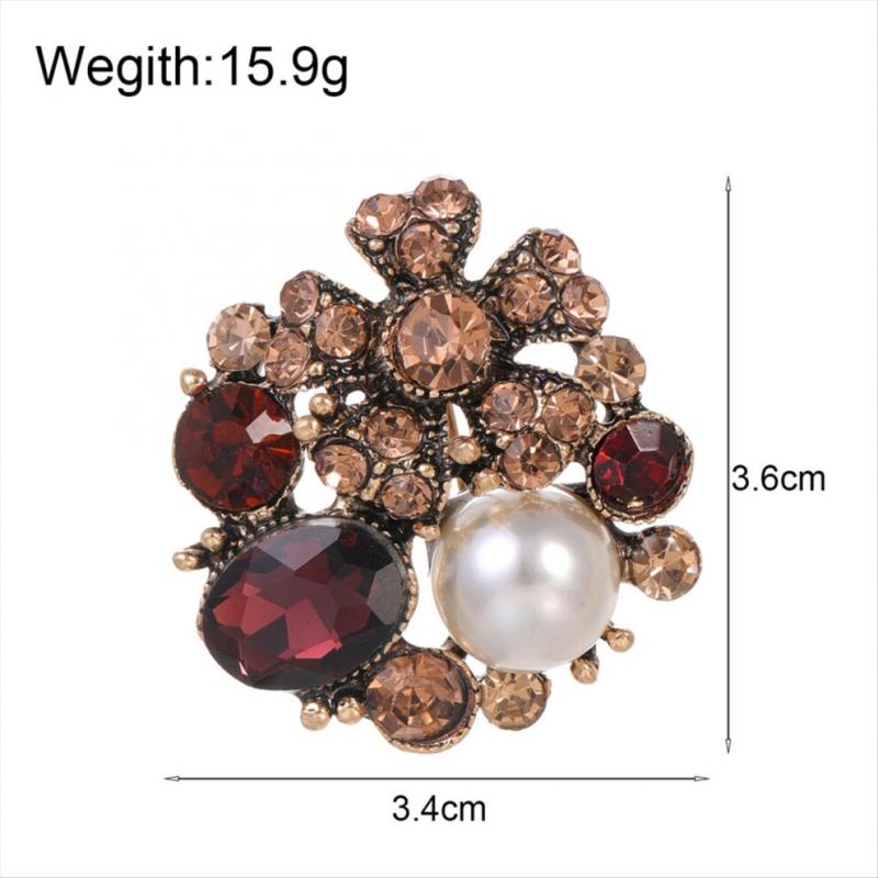 Crystal Flower Crown Brooch, Vintage Women's Floral Brooch