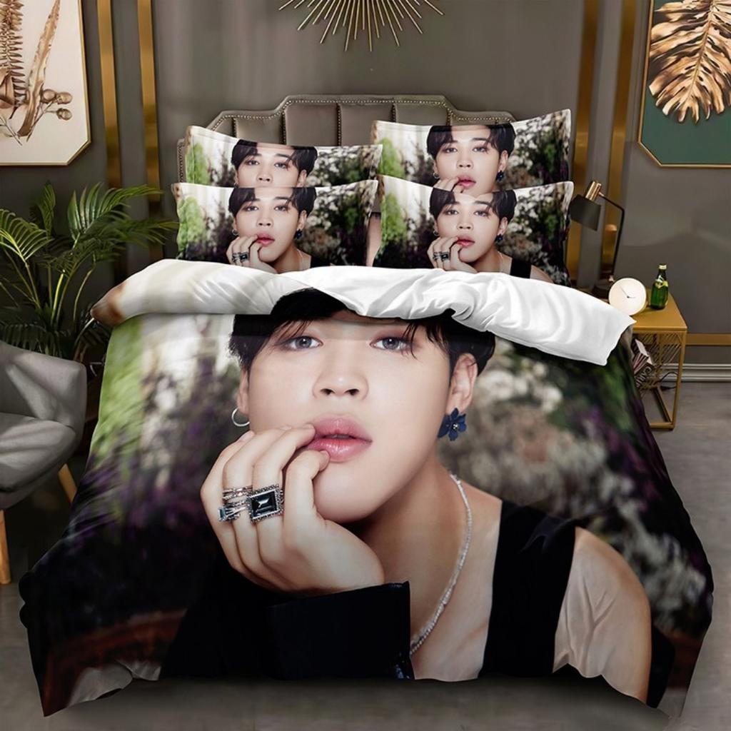 2026 NEW BTS Men's group Bedding Music Duvet Covers Kids Cartoon Bedding Set Twin Full Bedroom Bed Decor for Teens Best Gifts