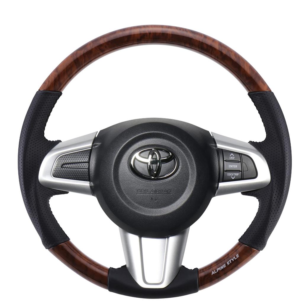 ALPINE STYLE Steering Wheel for M900/910 Tank and Roomy, Brown Wood, AS-ST-137-BRW-BK