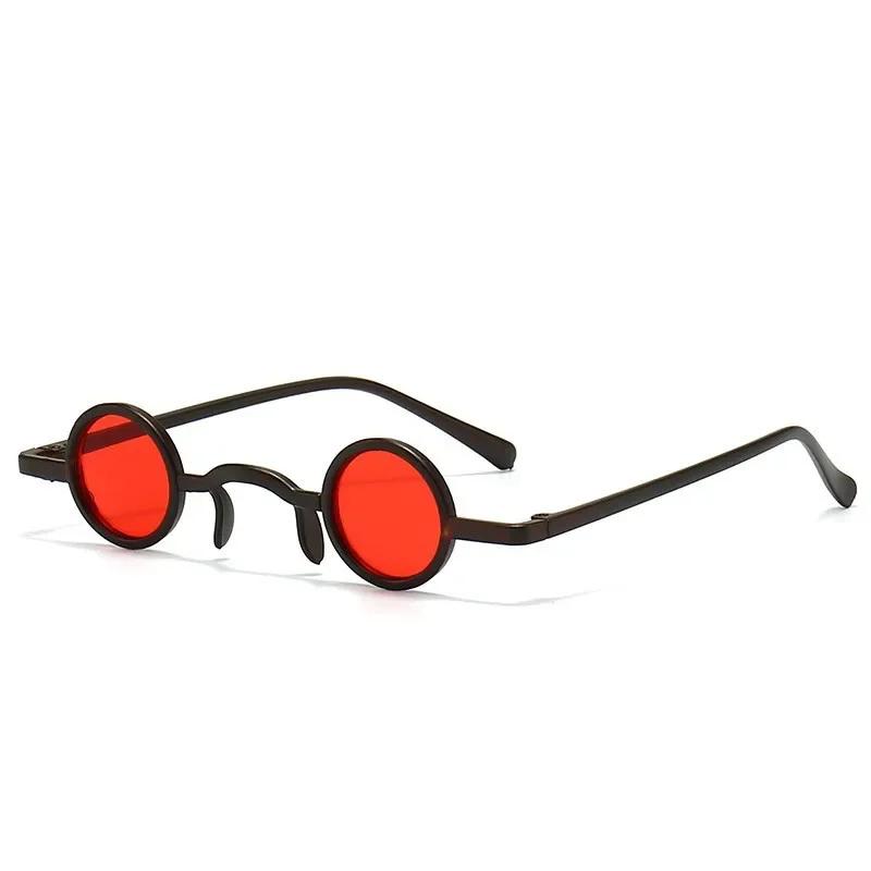 Vintage Rock Punk Man Sunglasses Classic Small Round Sunglasses Women Wide Bridge Metal Frame Black Lens Eyewear Driving 2023