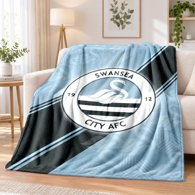 Swansea City Printed Flannel Blanket Warm Comfort Bed Throw For Indoor Home Decoration