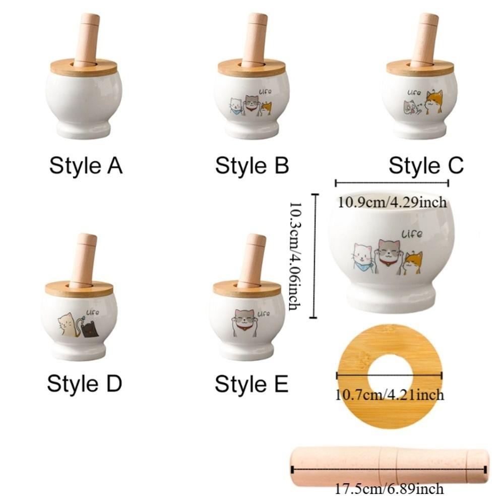 Ceramics Garlic Grinding Jar Cartoon Spices Mill Kitchen Gadgets Garlic Masher  Seasoning