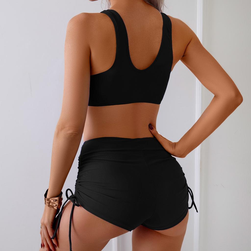 Women Solid Color Split Bikini, Sexy Two Piece Swimsuit Summer Beach Conservative Bathing Suit Swimwear
