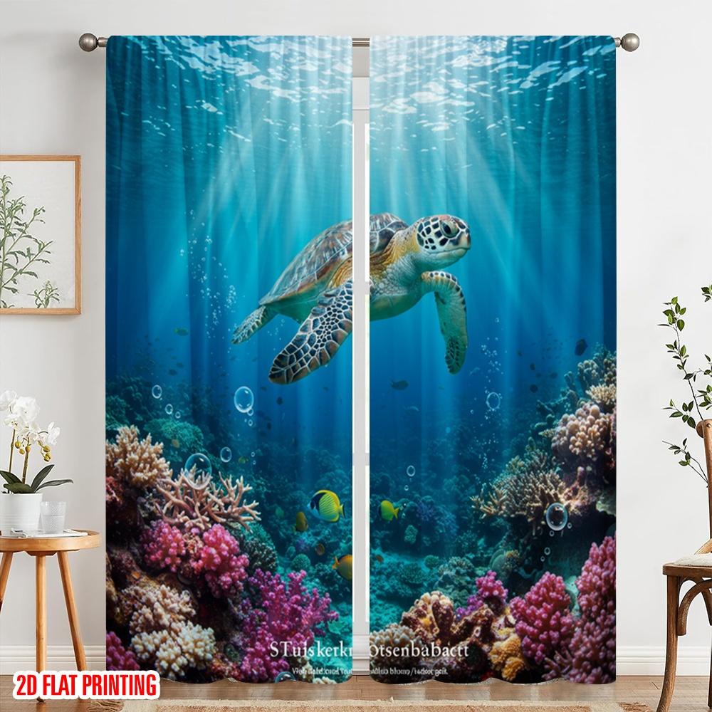 2 Stück 2D Flachdruck Party Vorhänge Hoffnung Macht Dinge Möglich Schildkröte Polyester Ohne Strom Feiertagsdekorationen Verwendung für