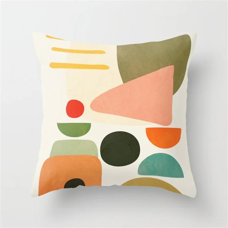 Home Decor Rainbow Pillowcase Modern Art Leaf Plant Geometric Cushion Cover Sofa   Abstract