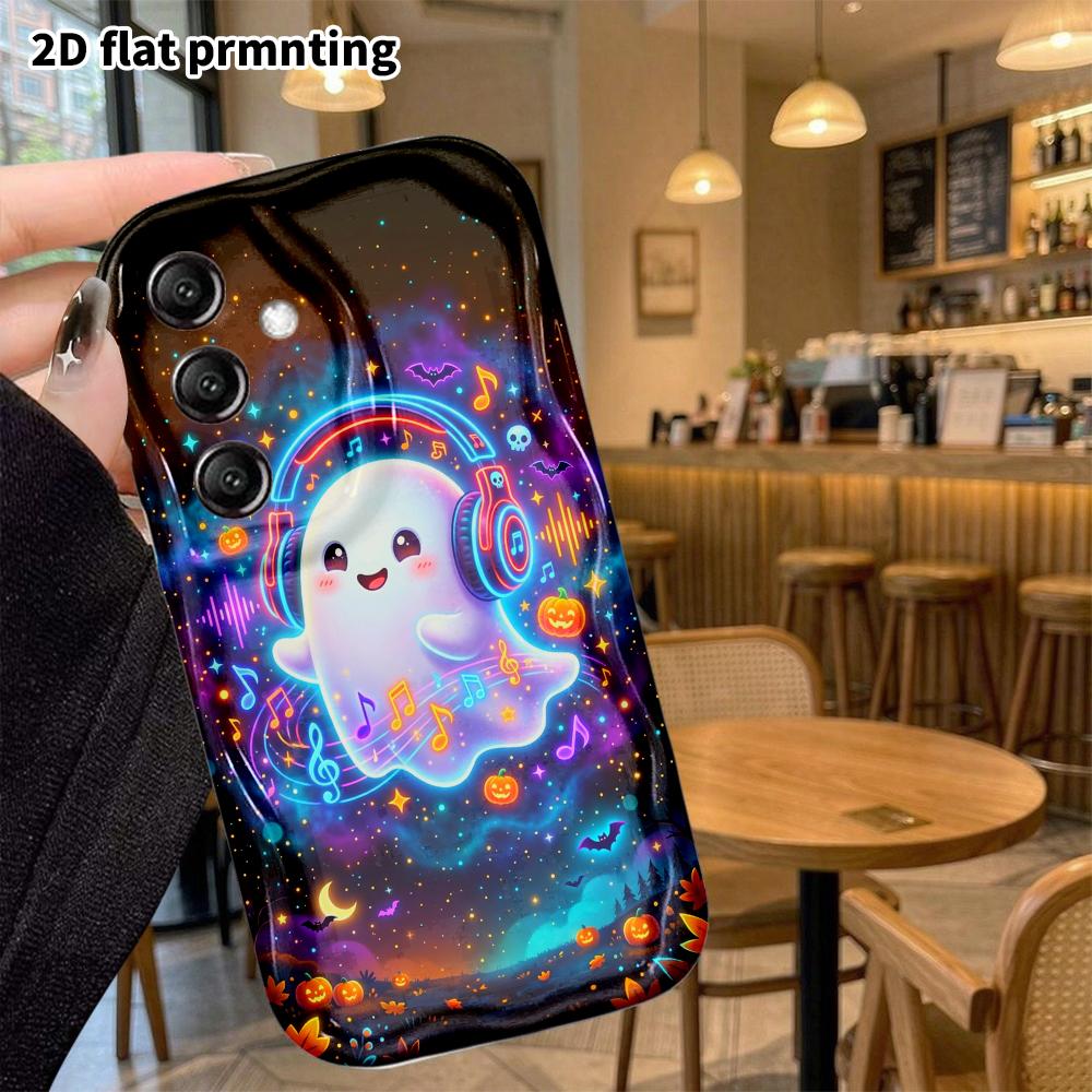 Phone Case: 2D Flat, Suitable for Samsung Galaxy A34 A35 M05 M06 S20 S22 S21 FE Plus 5G Protective Case, Neon Little Ghost, Perfect Christmas and Hall