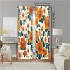 2 pcs, versatile polyester transparent curtains for home decoration Orange Floral Pattern for use in bedrooms and living rooms