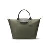 Le Pliage Green 30 Taška Tote z recyklovaného materiálu s koženou rukojetí Dámská taška Tote Lesně zelená 1623919479