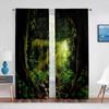 3D Woodland Forest Foliage Sunbeams Nature View Curtains for Living Room Bedroom Kitchen Decor Sheer Curtains Window 2pcs Cortin