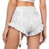 Slip da Donna in Ecopelle con Bordi Arricciati Pantaloncini Bloomer Pieghettati Clip per Reggicalze Lingerie Lucida