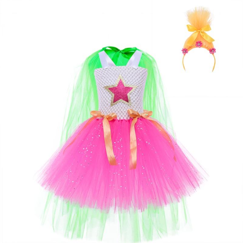 Children's Halloween Costume Anime Magic Hair Elf Dress Poppy Cosplay Cosplay Costume