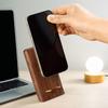 Retro Walnut Wood Phone Stand Non-Slip Base Simple Design Desktop Phone Holder Metal Portable Phone Bracket Desktop Use