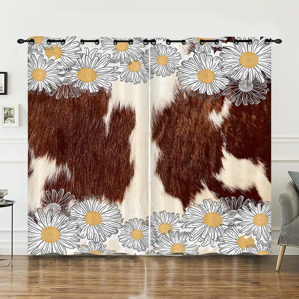 Curtains Animal Fur Cow Texture Curtains Bedroom Living Room Blackout Curtain Perforated