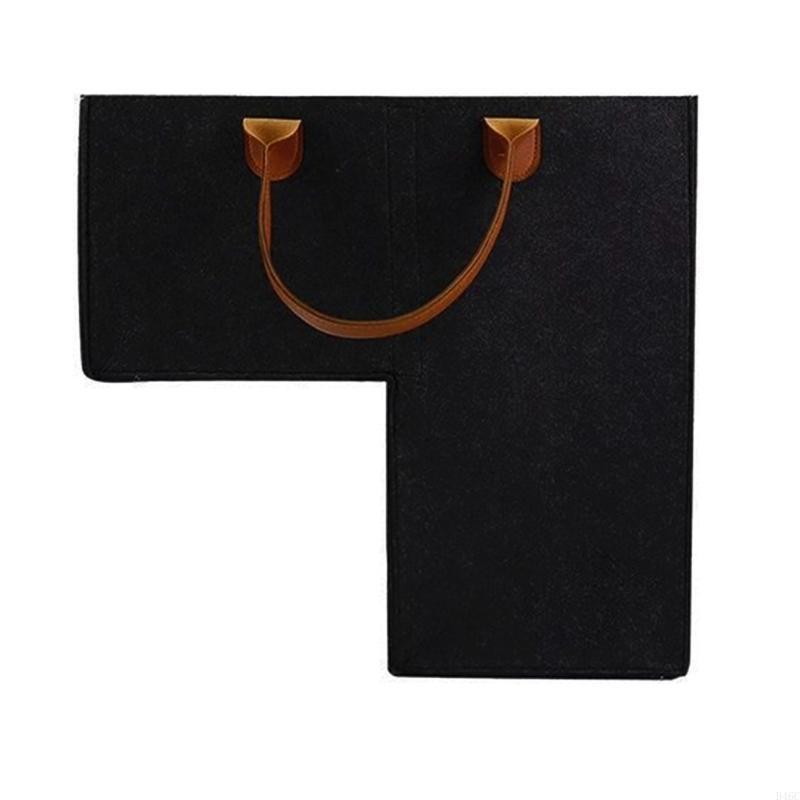 Stair Basket with Leather Handles Felt L-Shape Large Capacity Stair Step Bin Foldable Staircase for Clothes