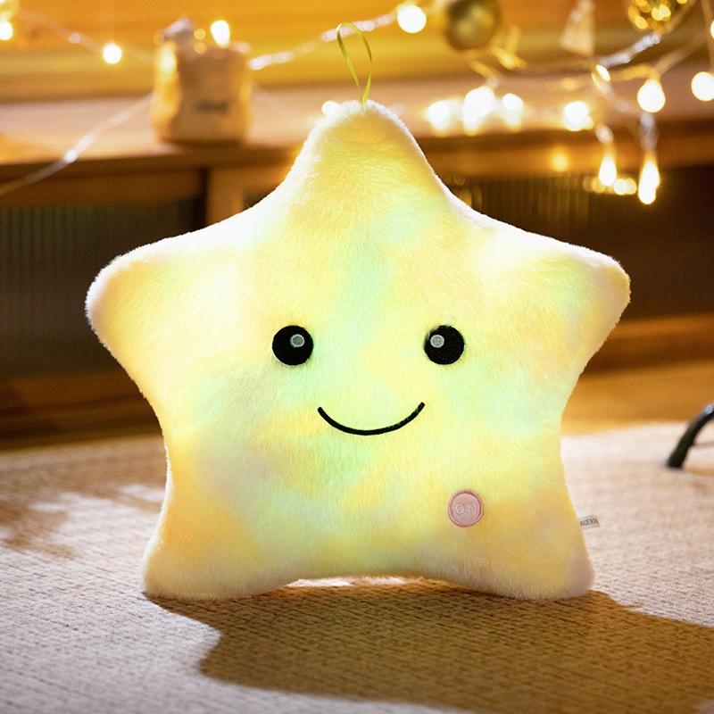 Creative Luminous Five-Pointed Star Throw Pillow Plush Toy Luminous Star Doll Home Sofa Pillow Girl Rag Doll