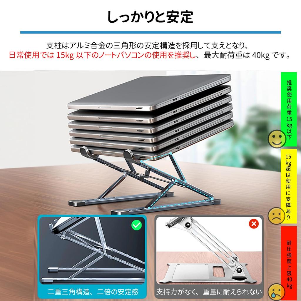 Domstar Laptop Height and Angle Portable Aluminum Alloy PC Stand with Storage Dark Gray Stand, Adjustable, Foldable, Non-Slip, Bag,
