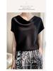 Women's High-End Short Sleeve Cowl Neck Satin Blouse
