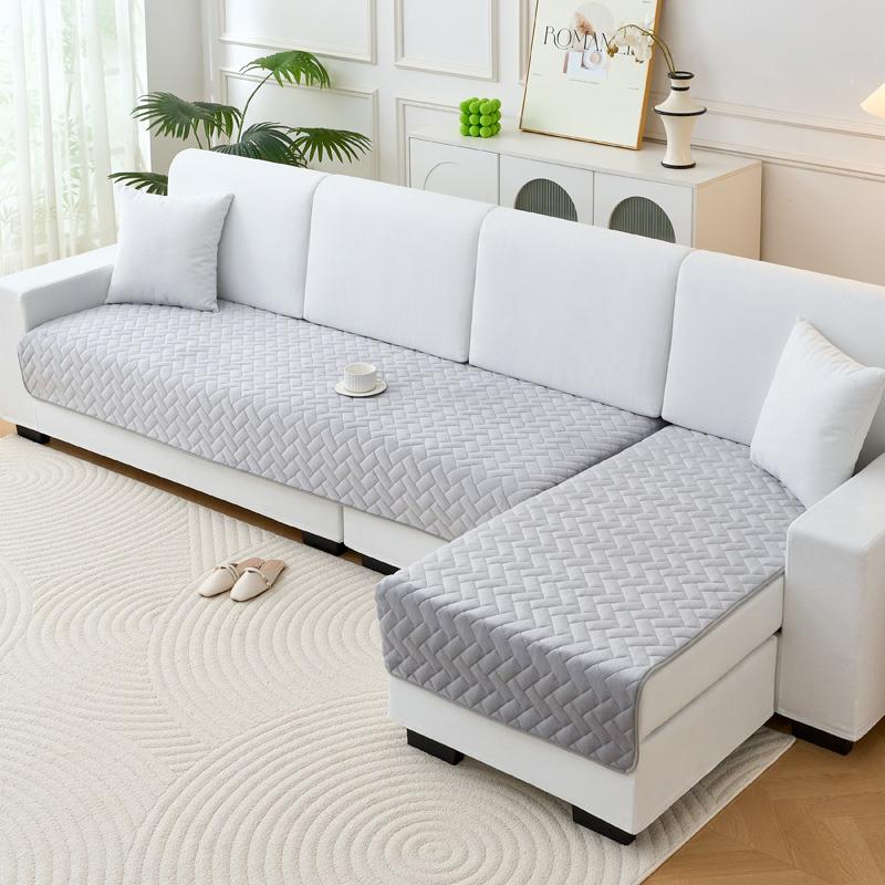 

Утолщенный фланелевый бархатный чехол для дивана L-образной формы, нескользящий чехол, чехол на сиденье, чехол для дивана, диванное полотенце для декора гостиной 90x90cm светло-серый