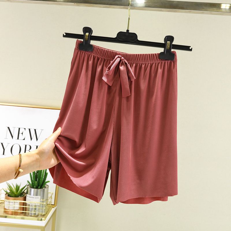 

Женские шорты летние ледяной шелк тонкие свободные большие брюки верхняя одежда домашняя одежда пижамные шорты модал высокая талия повседневные брюки Brick Red XXL (recommended 65.00 kg-80.00 kg