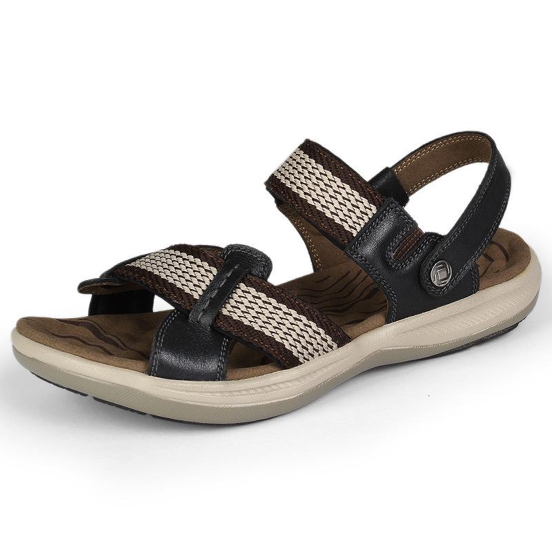 Men s Casual Breathable Summer Cowhide Beach Sandals, Large Size Two-Use Roman Outdoor Sports Shoes 45