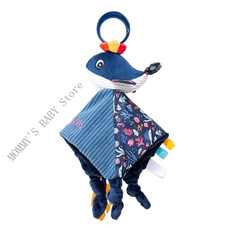 H3CD Adorable Sea Aniaml Pacify Towel Plush Infant Comforting Toy with Soothing Texture and Chewable Accent