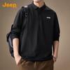 JEEP Men's Half-Placket Long-Sleeve Polo Shirt