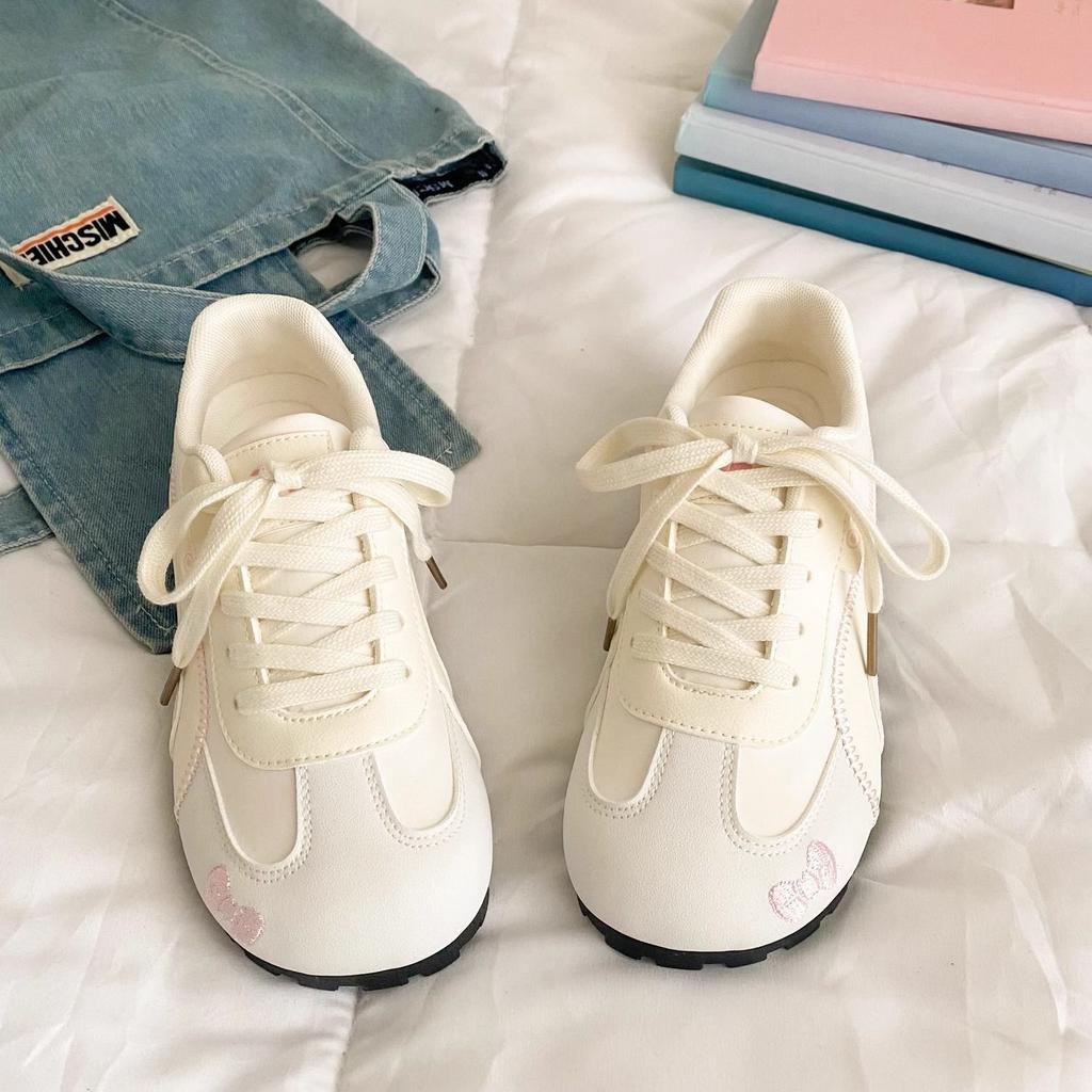 Pink Board Shoes Women's Ballet Spring and Summer New Niche Design Student Puff White Shoes