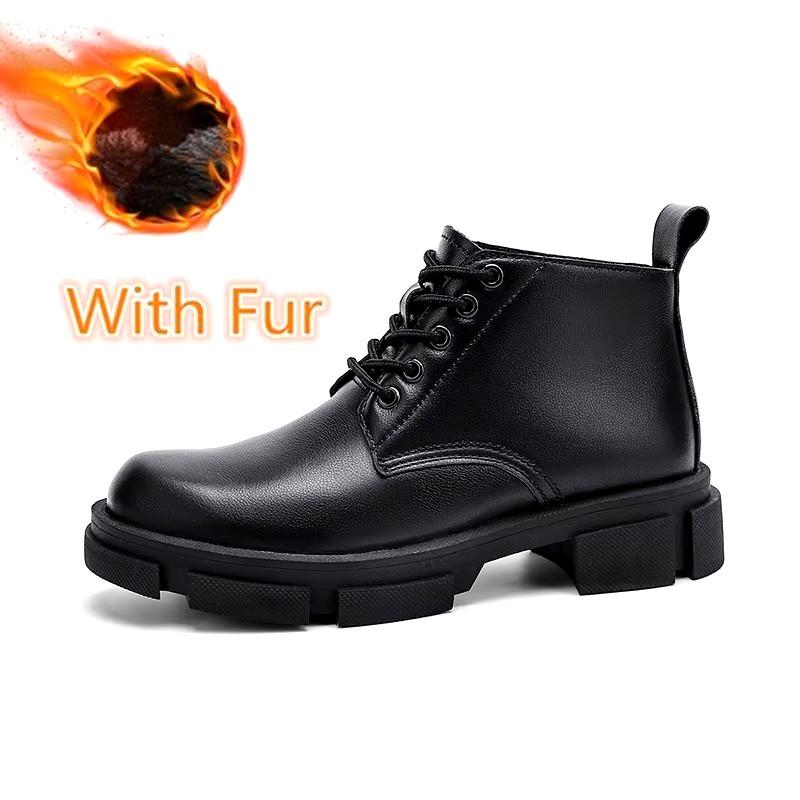 

Брендовые высокие прогулочные ботинки из натуральной кожи, мужские базовые ботинки, новые мужские теплые плюшевые меховые зимние ботинки, ботинки в британском стиле на толстой подошве 44