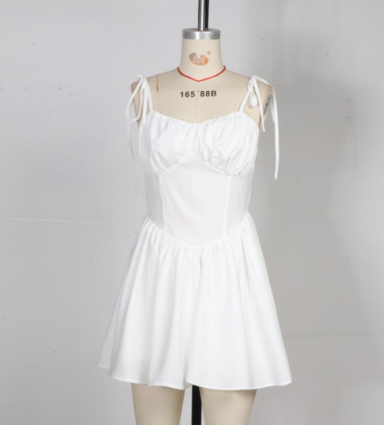 Spring/Summer Fashion: Sexy Strapless Waist-Cinching Lace-Up Short Dress for Women