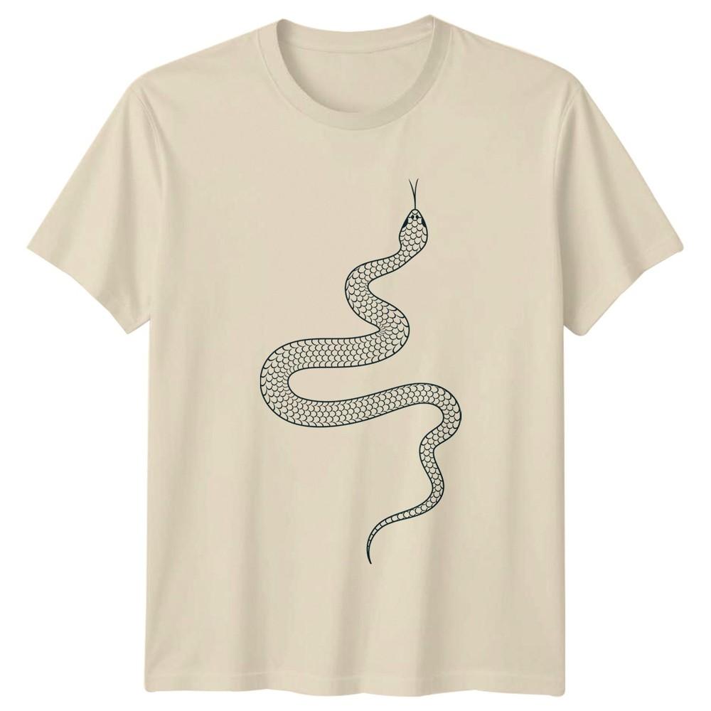 Stilisierte Schlange Minimalistisches Tattoo Design T-Shirt Okkult Reptil Tierwelt