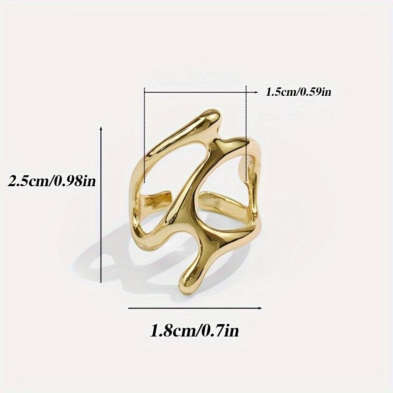 European And American Personality Irregular Geometric Hollow Out Ring Metal Texture Opening Adjustable Ring Women's Ring