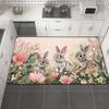 1Pcs Anti Fatigue Kitchen Rugs, Rabbits Flowers Print Waterproof Non-Slip Thick Cushioned Kitchen Mat Heavy Duty Comfort Standing Mat for Kitchen