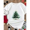 (European Size) Merry Christmas Tee  New Year Holiday Top Festival Casual Tree Style Cute Women Print Lady Short Sleeve Fashion Graphic T-shirts
