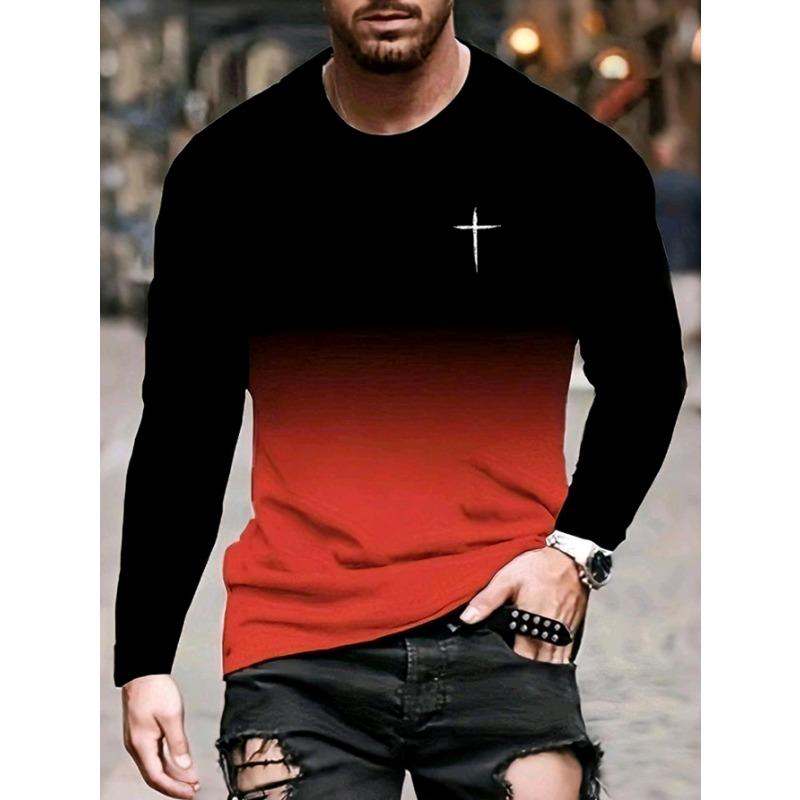 Men's Long Sleeve Round Neck T-Shirt Fashion 3D Printing