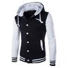 Men's Slim Fit Baseball Jacket Casual Sports Hooded Fleece Lined Button Pullover Sweatshirt With Pocket