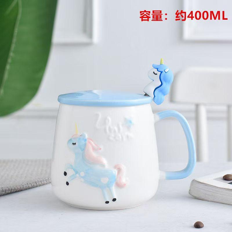 3D Unicorn Ceramic Mug Travel Coffee Mug With Spoon Milk Tea Cup Office Breakfast Drinkware Cup Wedding Birthday Gift Home Decor
