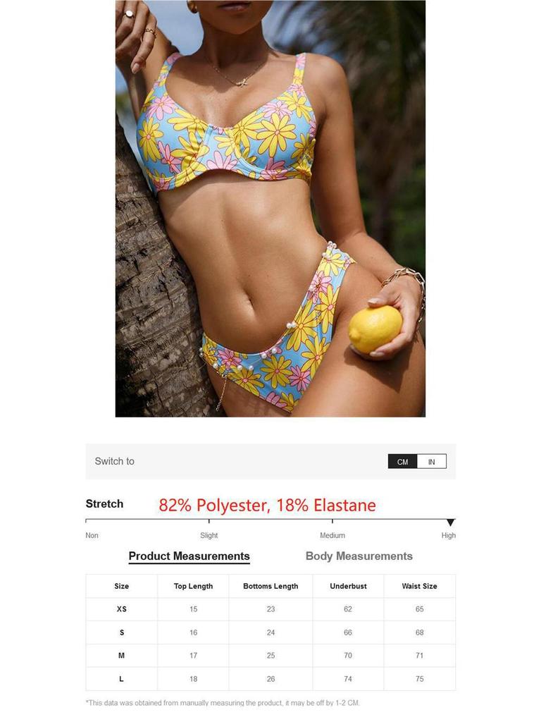2024 Floral Print Push-Up Bikini with Steel Underwire - Women's Slimming European & American Two-Piece Swimsuit