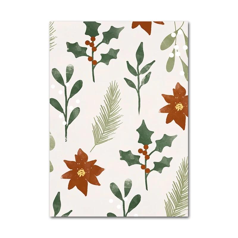 Merry Christmas Tree Flower Pinecone Letter Posters Prints Canvas Painting Festival Wall Art Pictures Living Room Home Decor