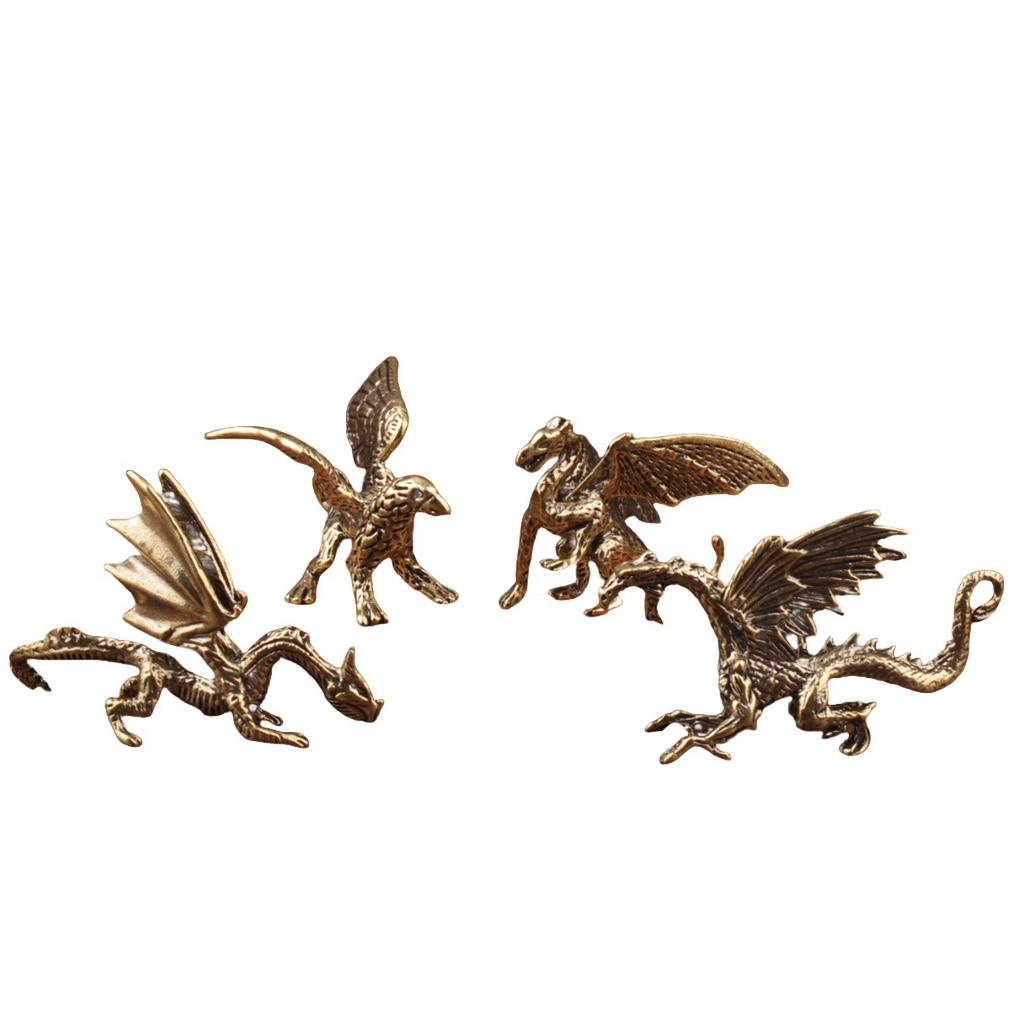 Metal Handicrafts Golden Dinosaur Flying Dragon Brass Sculpture Handmade Ornaments Home Decoration Accessories