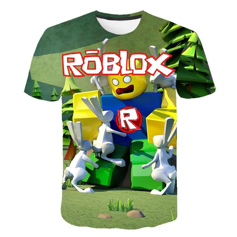 2025 Roblox Çocuk Tişört Erkek Oyun Spor Tişört Çocuk Karikatür Kısa Kollu Üst 3D Baskılı Günlük Sokak Harajuku Kıyafetleri
