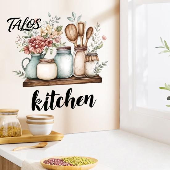 Creative Gift for Home Decor Cartoon Kitchen Wall Sticker, Watercolor Decorative Decal, PVC Waterproof Art Stickers Mural, Removable Decals